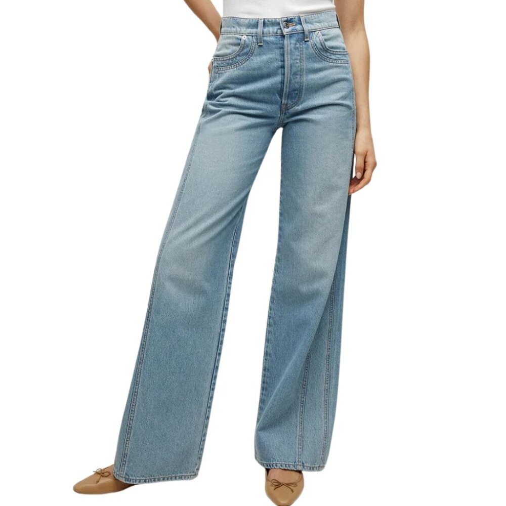 Veronica Beard Taylor Double-Seam Wide-Leg Jean in Nova